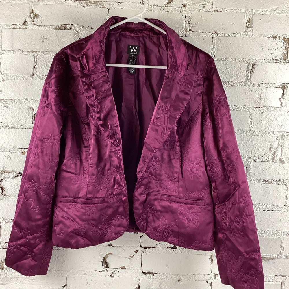 Work to weekend Purple Satin Embroidered Jacket